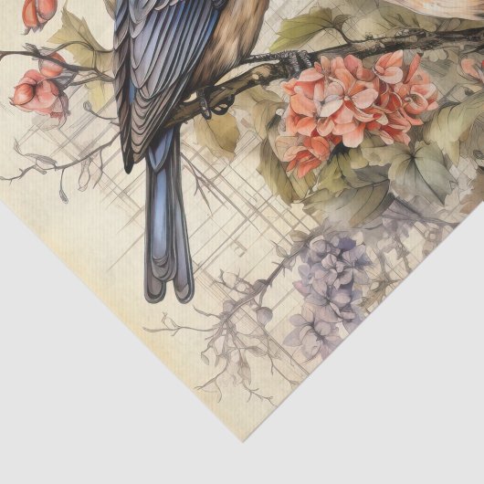 Schattigee bloemen voor vogelliefhebbers tissuepapier (Detail)