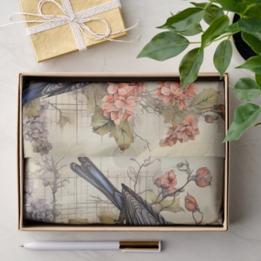 Schattigee bloemen voor vogelliefhebbers tissuepapier (Geschenk)