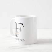 Schattigee bloemen Waterverf Boho Monogram Koffiemok (Voorkant links)