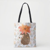 Schattigee Bloemen Waterverf Hedgehog Tote Bag (Voorkant)