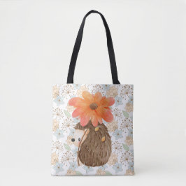 Schattigee Bloemen Waterverf Hedgehog Tote Bag