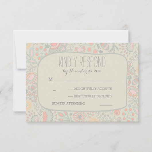Schattigee Bloemen Wedding RSVP Kaarten Kaartje (Voorkant)