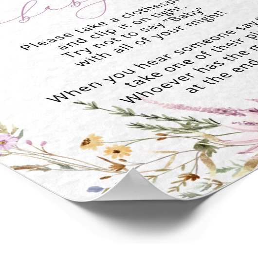 Schattigee bloemen wilde bloemen zeggen niet Baby  Poster (Hoek)