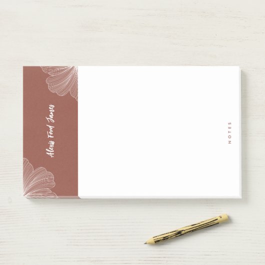 Schattigee bloemenbaksteenroest post-it® notes (Op bureau)