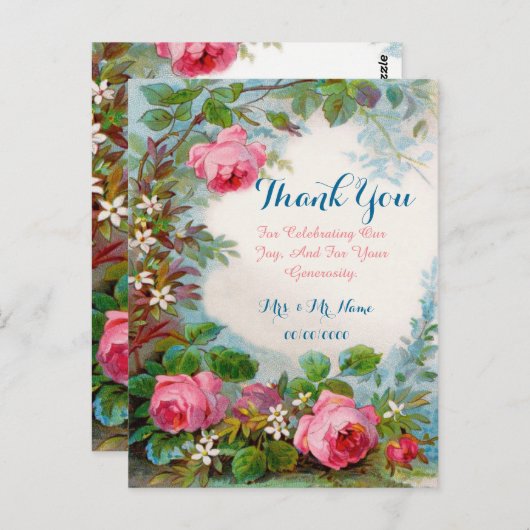 Schattigee bloemenbedankkaart briefkaart (Voorkant / Achterkant)