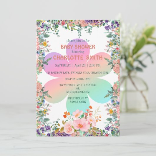 Schattigee bloemenbloem zomergradiënt baby shower kaart (Staand voorkant)