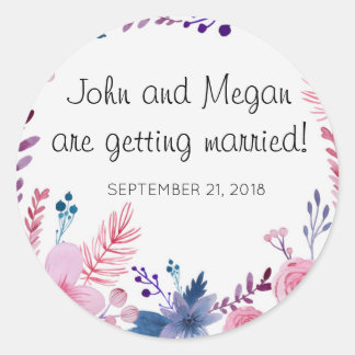 Schattigee bloemenbruiloft Classic Glossy Ronde St Ronde Sticker