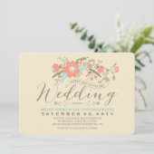 Schattigee bloemenbruiloft kaart (Staand voorkant)