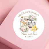 Schattigee Bloemencake Mixer Ingrediënten Bakkerij Ronde Sticker
