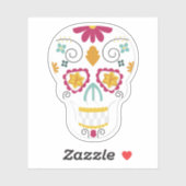 Schattigee Bloemendag van de Dode Calavera Suikers Sticker (Vel)