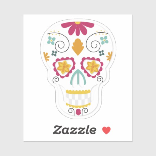 Schattigee Bloemendag van de Dode Calavera Suikers Sticker (Vel)