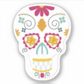 Schattigee Bloemendag van de Dode Calavera Suikers Sticker (Voorkant)