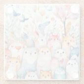 Schattigee bloemendieren schattig ontwerp glazen onderzetter (Achterkant)