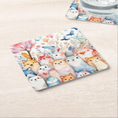 Schattigee bloemendieren schattig ontwerp kartonnen onderzetters (Schuin)