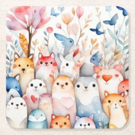 Schattigee bloemendieren schattig ontwerp kartonnen onderzetters