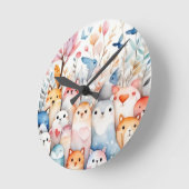 Schattigee bloemendieren schattig ontwerp ronde klok (Hoek)