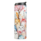 Schattigee bloemendieren schattig ontwerp thermosbeker (Gedraaid links)