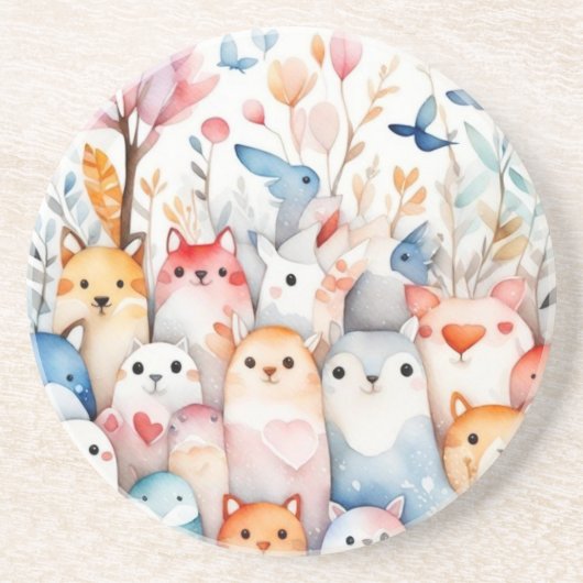 Schattigee bloemendieren schattig ontwerp zandsteen onderzetter (Voorkant)