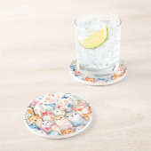 Schattigee bloemendieren schattig ontwerp zandsteen onderzetter (Zijkant)