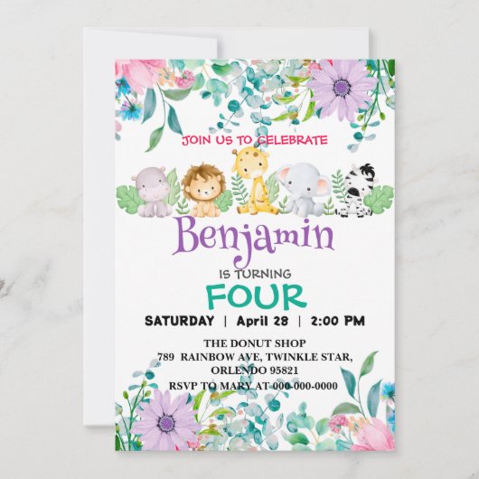 Schattigee Bloemendierentuin oerwoud Dieren Verjaa Kaart (Voorkant)