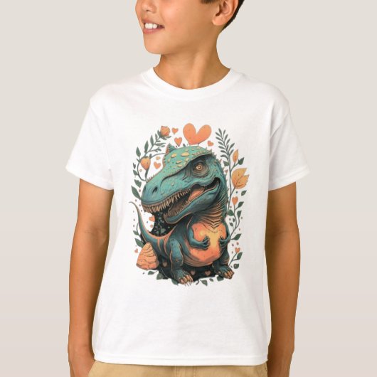 Schattigee bloemendinosaurus trex t-shirt (Voorkant)