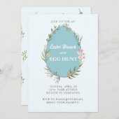 Schattigee Bloemenei Easter Brunch Egg Hunt Uitnod Kaart (Voorkant / Achterkant)