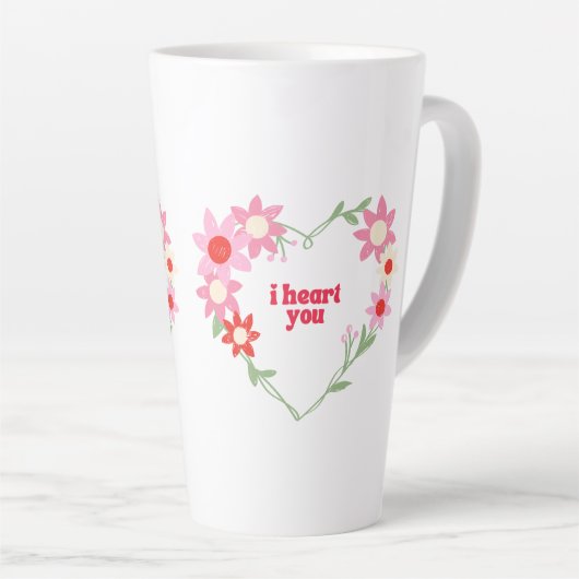 Schattigee bloemenhart Valentijnsdag Latte Mok (Rechterhoek)