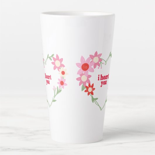 Schattigee bloemenhart Valentijnsdag Latte Mok (Voorkant)