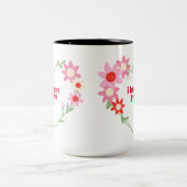 Schattigee bloemenhart Valentijnsdag Tweekleurige Koffiemok (Center)