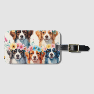 Schattigee Bloemenhond Bagagelabel