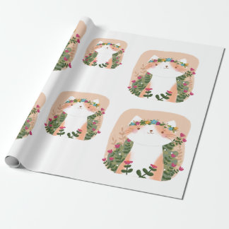 Schattigee Bloemenkat Cadeaupapier