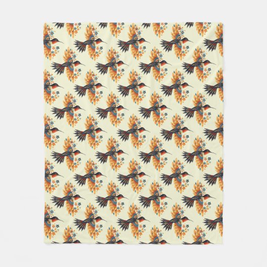 Schattigee Bloemenkolibrie Fleece Deken (Voorkant)