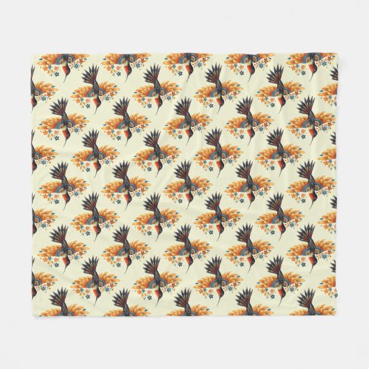 Schattigee Bloemenkolibrie Fleece Deken (Voorkant (Horizontaal))