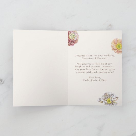 Schattigee Bloemenkonijn bruiloft gefeliciteerd Kaart (Binnen)