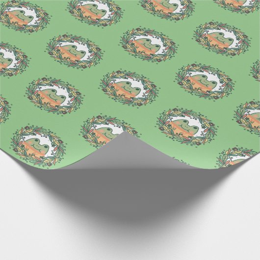 Schattigee bloemenkrans kikker in trui cadeaupapier (Hoek)