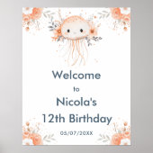 Schattigee Bloemenkwal Verjaardagsfeest Welkom Poster (Voorkant)