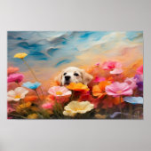 Schattigee bloemenlabrador retriever pup downloadb poster (Voorkant)
