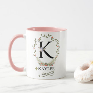 Schattigee bloemenletter K Monogram Mok