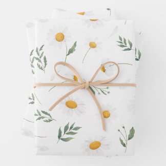 Schattigee bloemenmadeliefjes inpakpapier vel