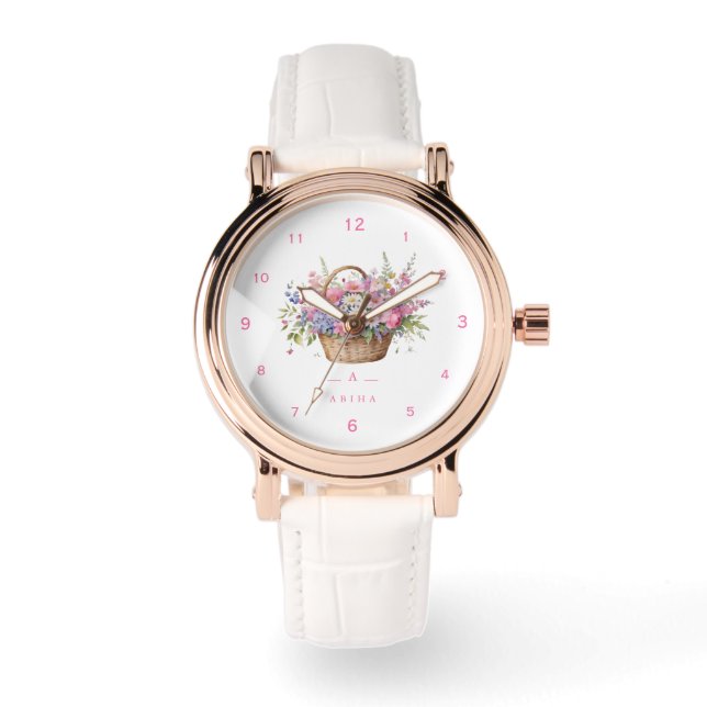 Schattigee Bloemenmand gepersonaliseerde eWatch Horloge (Voorkant)
