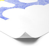 Schattigee Bloemenmarkt Retro Daisy Geel Blauw Poster (Hoek)