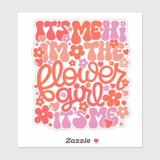 Schattigee Bloemenmeisje bruiloft "Hi It's Me" Sti Sticker (Vel)