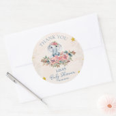Schattigee bloemenolifant dank u Baby shower Ronde Sticker (Envelop)