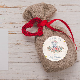Schattigee bloemenolifant dank u Baby shower Ronde Sticker