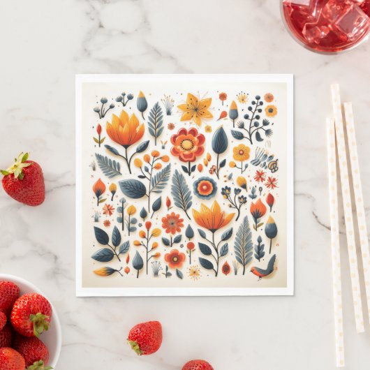 Schattigee bloemenpapieren servetten (Insitu)