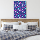 Schattigee bloemenpatroon achtergrond canvas afdruk (Insitu (Slaapkamer))