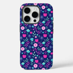 Schattigee bloemenpatroon achtergrond iPhone 16 pro hoesje