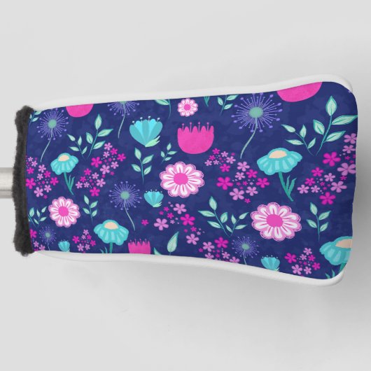 Schattigee bloemenpatroon achtergrond golfheadcover (Voorkant)
