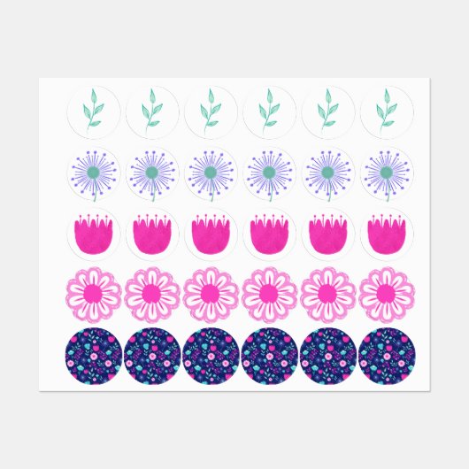 Schattigee bloemenpatroon achtergrond labels (Vel)