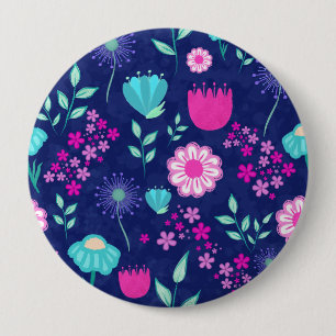 Schattigee bloemenpatroon achtergrond ronde button 4,0 cm